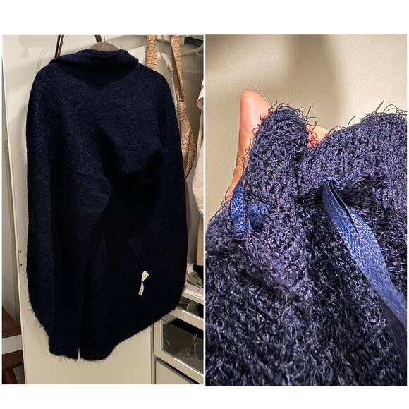 $2400 Khaite Cashmere Silk Cadence Navy Tweed Midi Skirt S Small Blue Fuzzy - Picture 8 of 13